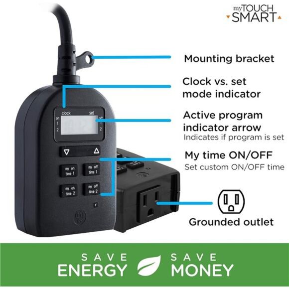 Indoor/Outdoor Plug-in Digital Timer, One Grounded Outlet, Two Easy-to-Set - Picture 4 of 8